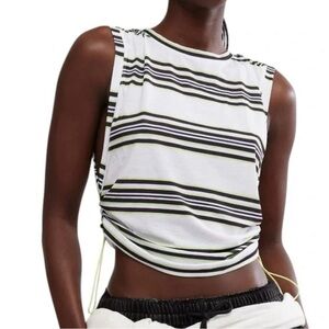 FP Movement by Free People Stripe Spirt Mode Muscle Tee L Black Combo